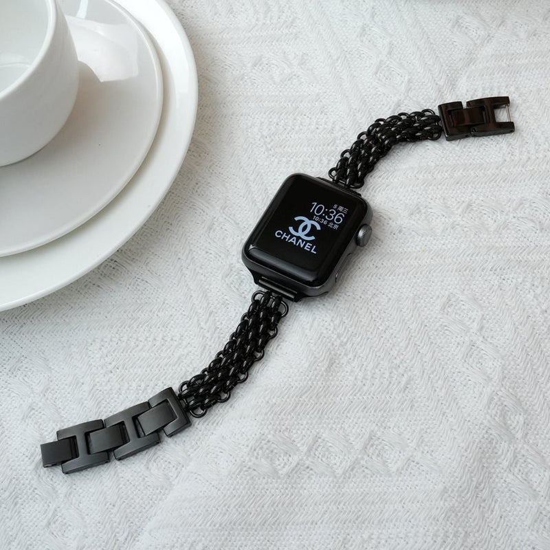 Apple Watch Bracelet for Women, High-Quality Stainless Steel, Interlaced Links, Convenient Clip Clasp, Chic Style, Coranie Model