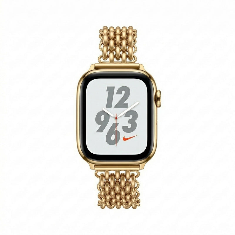 Apple Watch Bracelet for Women, High-Quality Stainless Steel, Interlaced Links, Convenient Clip Clasp, Chic Style, Coranie Model