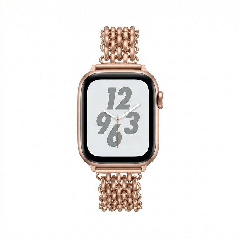 Brățară Apple Watch pentru femei, oțel inoxidabil de înaltă calitate, zale împletite, închizătoare practică cu clips, stil chic, model Coranie