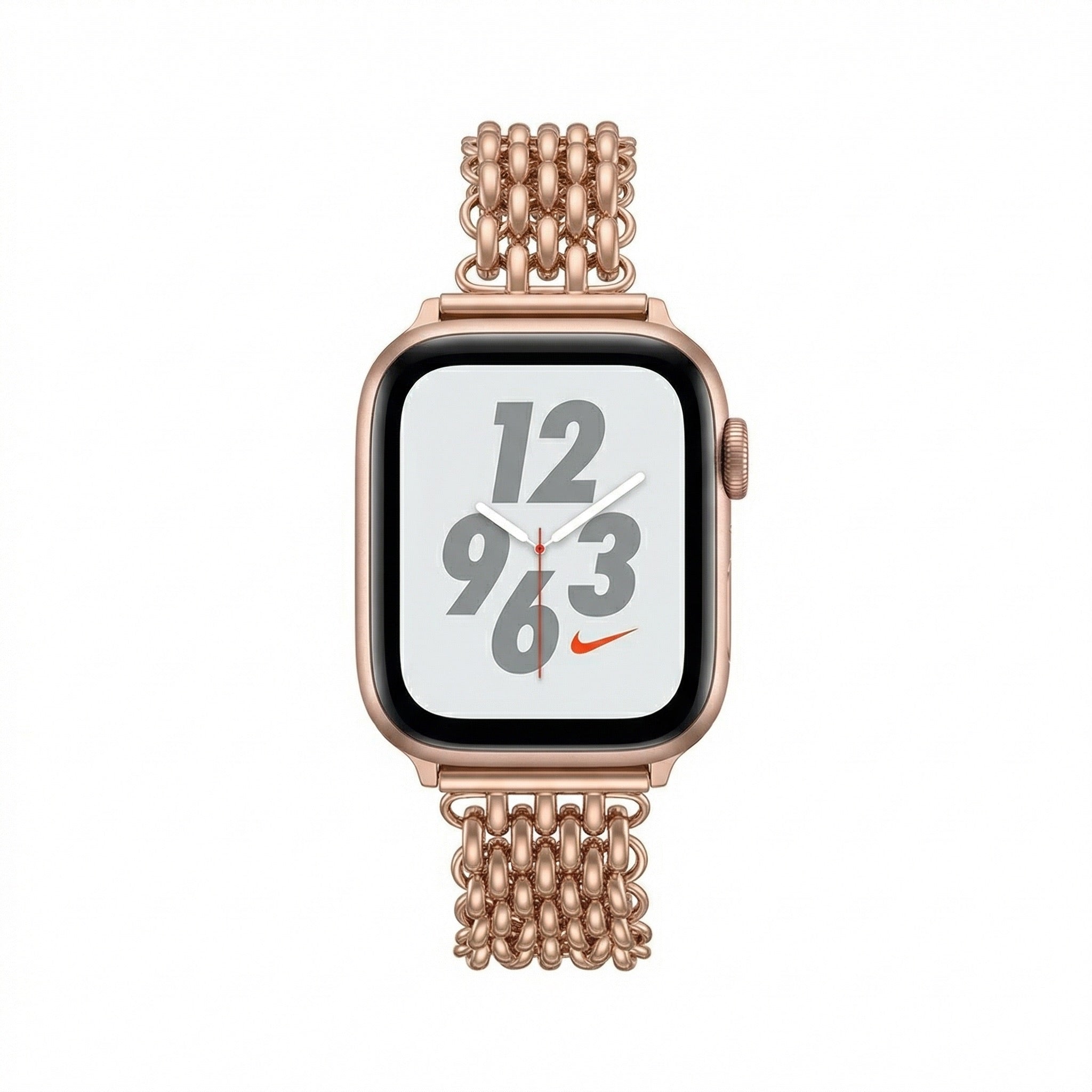 Apple Watch Bracelet for Women, High-Quality Stainless Steel, Interlaced Links, Convenient Clip Clasp, Chic Style, Coranie Model