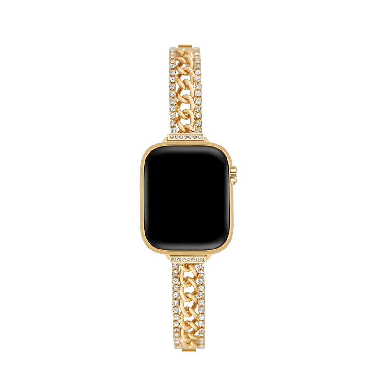 Apple Watch Armband mit doppelter kubanischer Gliederkette und Strass, verstellbare Glieder, für Damen, Modell Kania