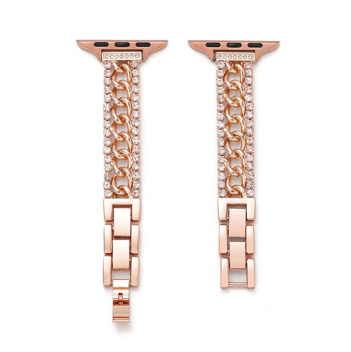 Apple Watch Armband mit doppelter kubanischer Gliederkette und Strass, verstellbare Glieder, für Damen, Modell Kania