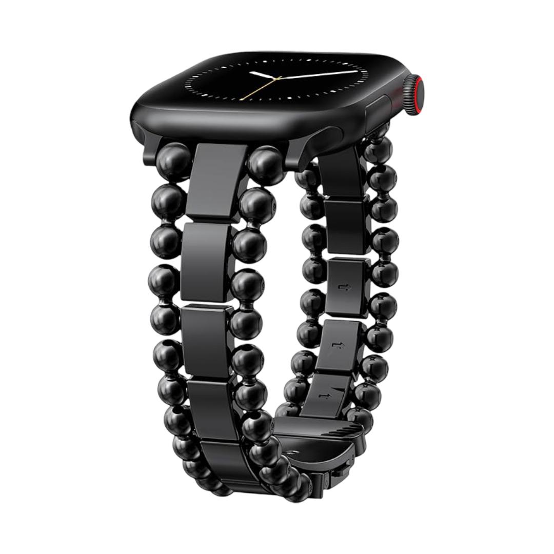 Bracelet Apple Watch a perles rondes et maillons rectangulaires, fermoir papillon, modele Anya