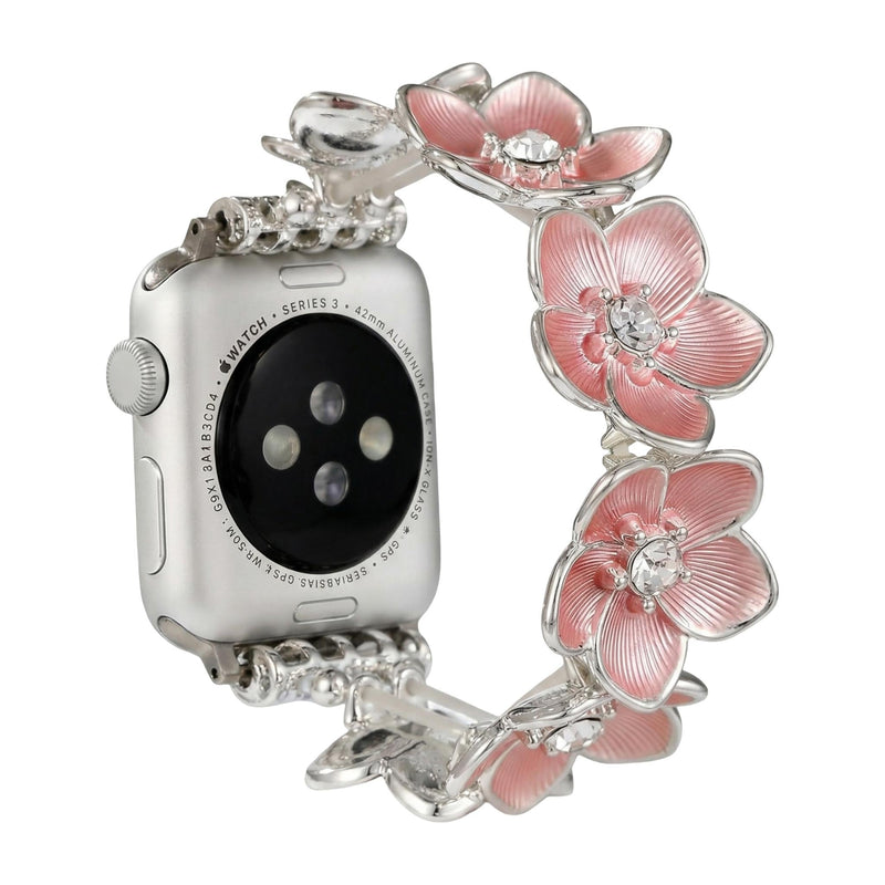 Florianne Floral Alloy Apple Watch Bracelet, Elegant Feminine Jewelry, Refined Wrist Accessory, Floral Set for Smartwatch