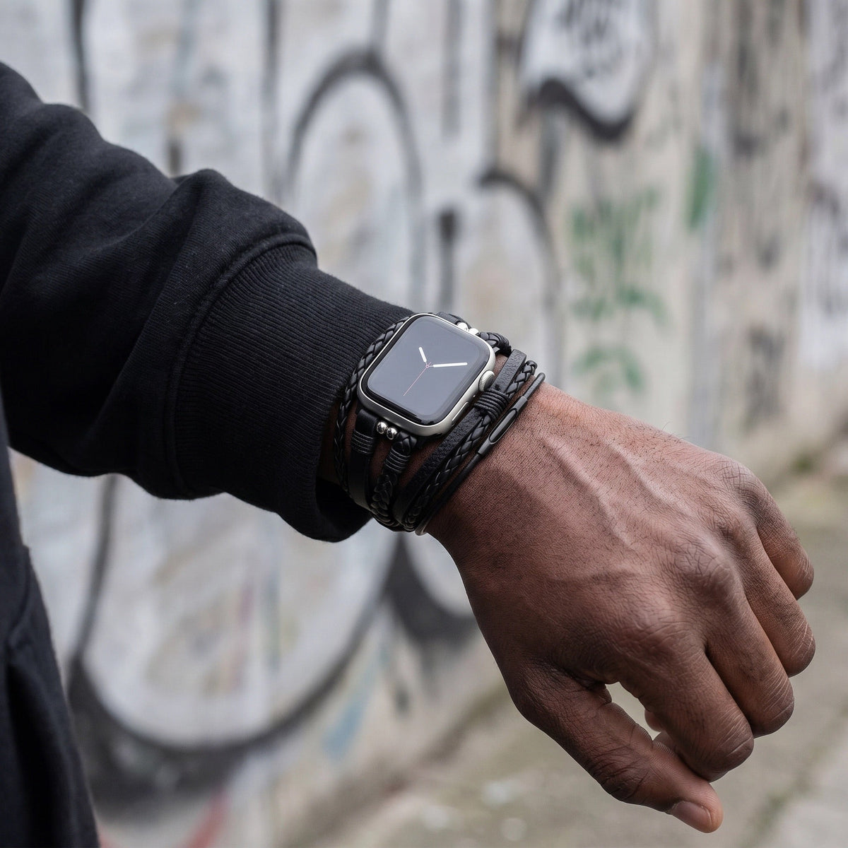Βραχιόλι Apple Watch ανδρικό πλεκτό δέρμα, πολυσειριακό ρυθμιζόμενο βραχιόλι, απαραίτητο αξεσουάρ για ανδρικό καρπό, ιδέα δώρου για άνδρα, μοντέλο Wiz