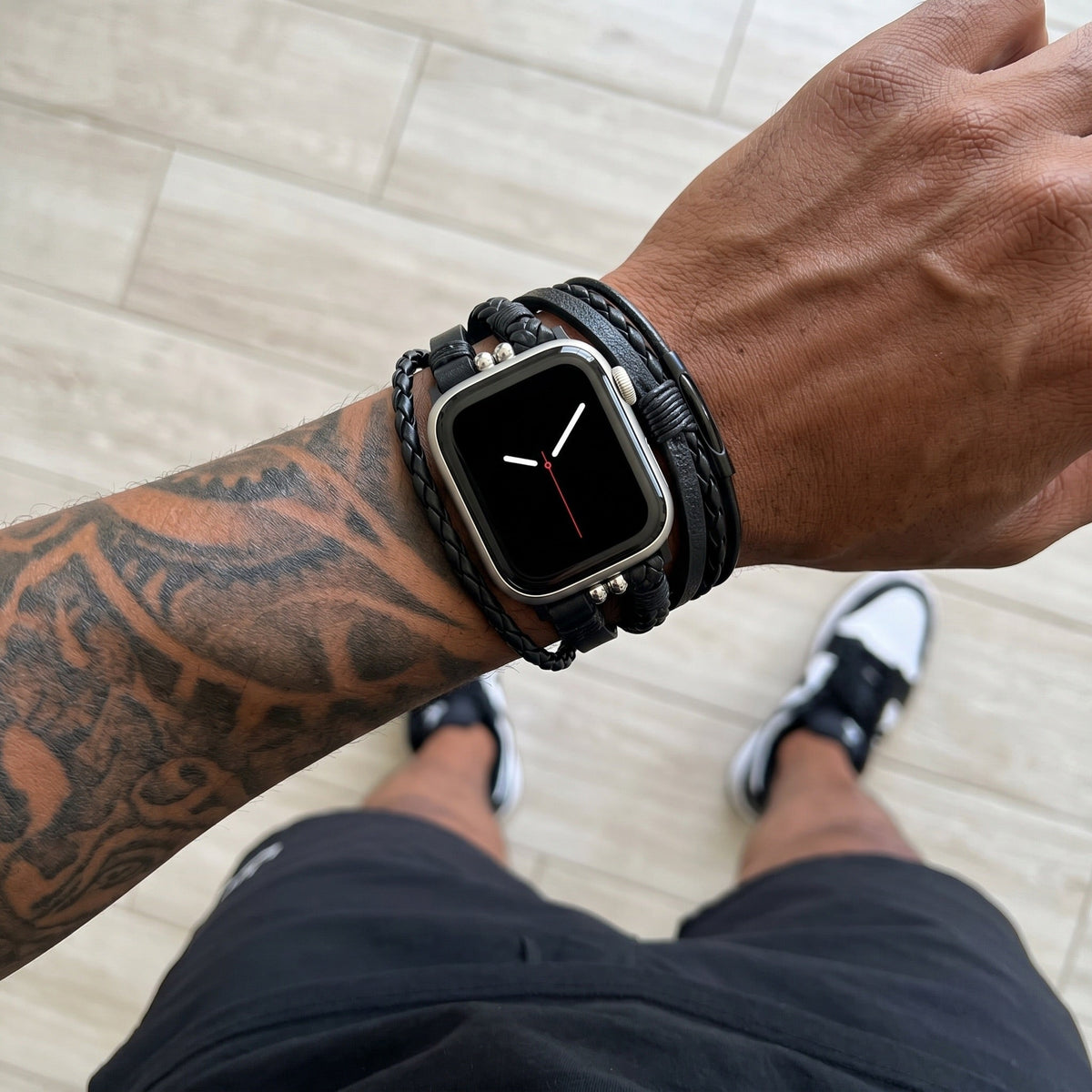 Βραχιόλι Apple Watch ανδρικό πλεκτό δέρμα, πολυσειριακό ρυθμιζόμενο βραχιόλι, απαραίτητο αξεσουάρ για ανδρικό καρπό, ιδέα δώρου για άνδρα, μοντέλο Wiz