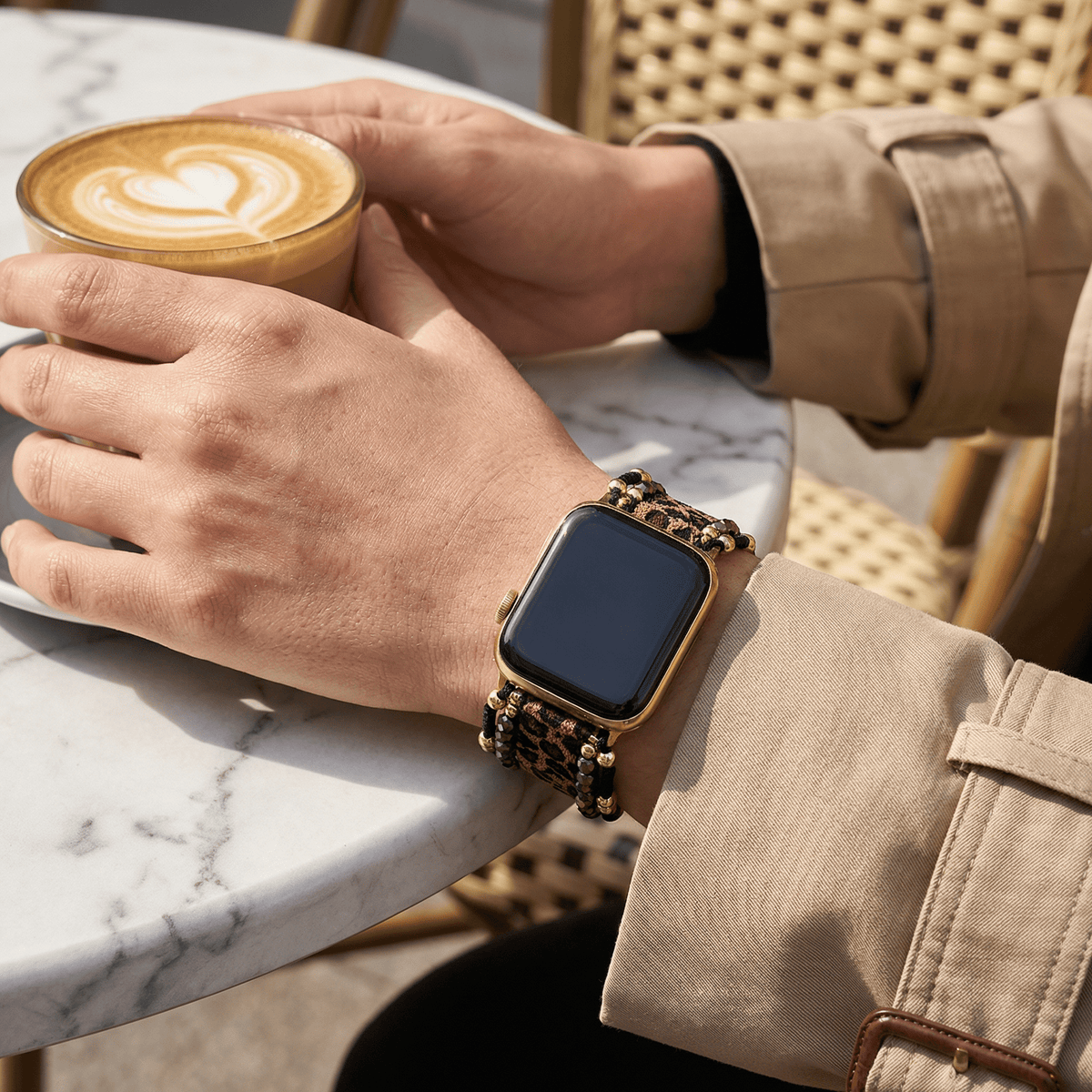 Bracelet Apple Watch, motif léopard, pour femme, modèle Cira