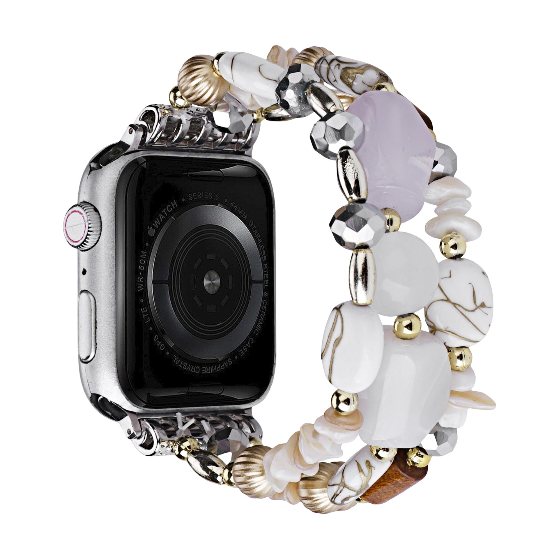 Apple Watch Multi-Strand Bracelet with Colorful Beads, Elegant Elastic Women's Jewelry, Chic and Shiny Wrist Accessory, Judith Model