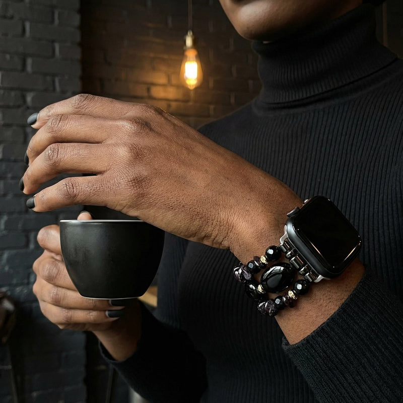 Apple Watch Multi-Strand Bracelet with Colorful Beads, Elegant Elastic Women's Jewelry, Chic and Shiny Wrist Accessory, Judith Model