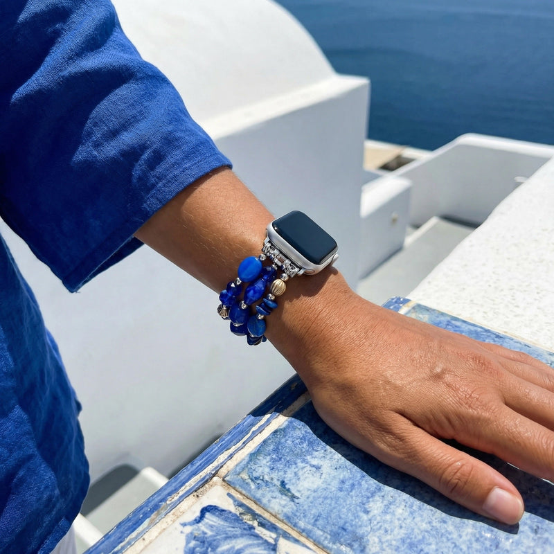 Apple Watch Multi-Strand Bracelet with Colorful Beads, Elegant Elastic Women's Jewelry, Chic and Shiny Wrist Accessory, Judith Model