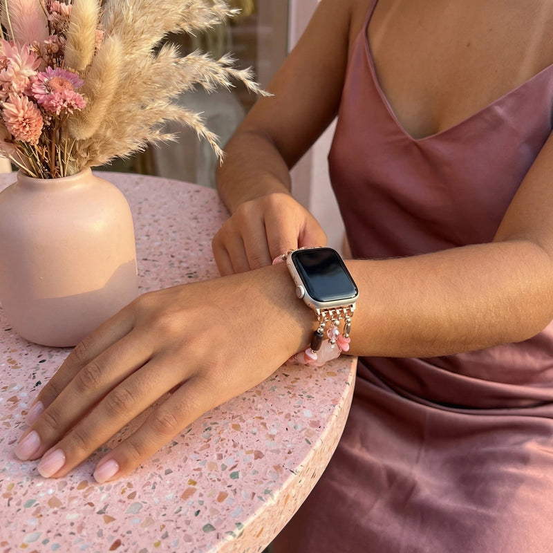 Apple Watch Multi-Strand Bracelet with Colorful Beads, Elegant Elastic Women's Jewelry, Chic and Shiny Wrist Accessory, Judith Model