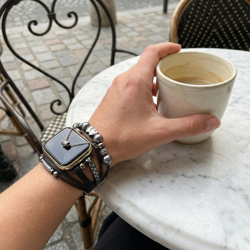 Armband für Apple Watch, mehrreihig, mit mehreren Charms, für Damen, Modell Fidi
