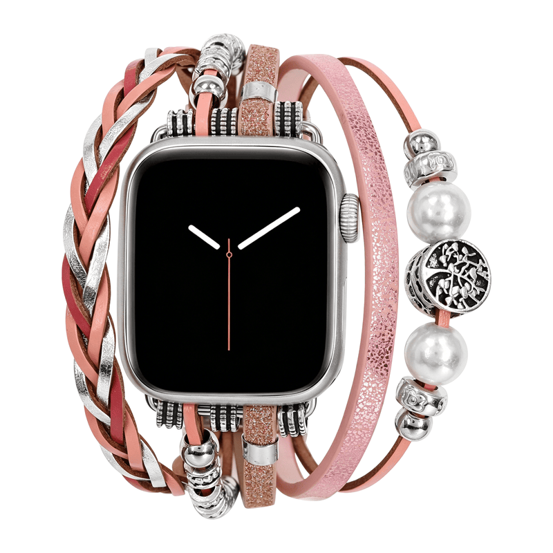 Bracciale Apple Watch multi-fili intrecciato, charm albero della vita, per donna, modello Ténecia