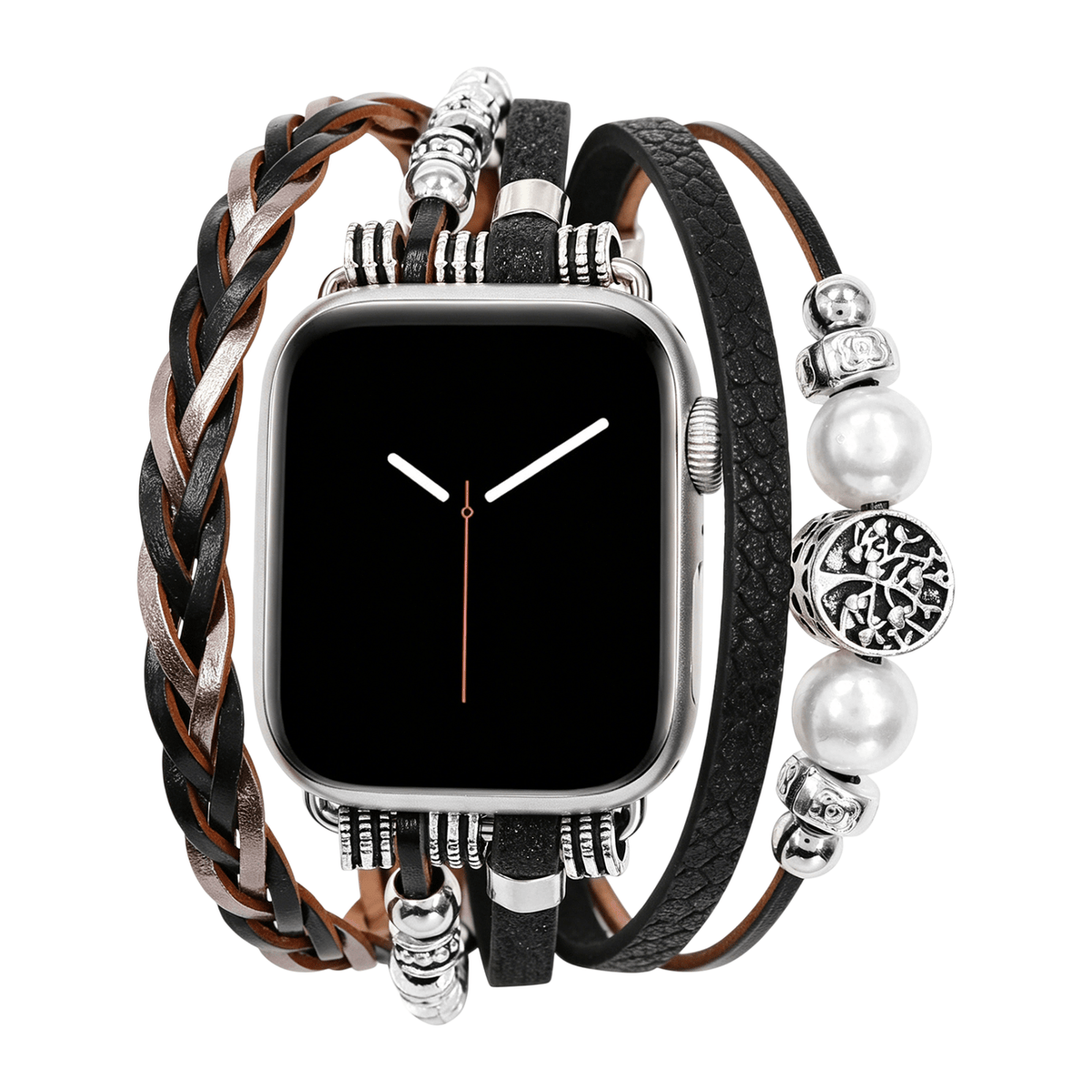 Bracciale Apple Watch multi-fili intrecciato, charm albero della vita, per donna, modello Ténecia
