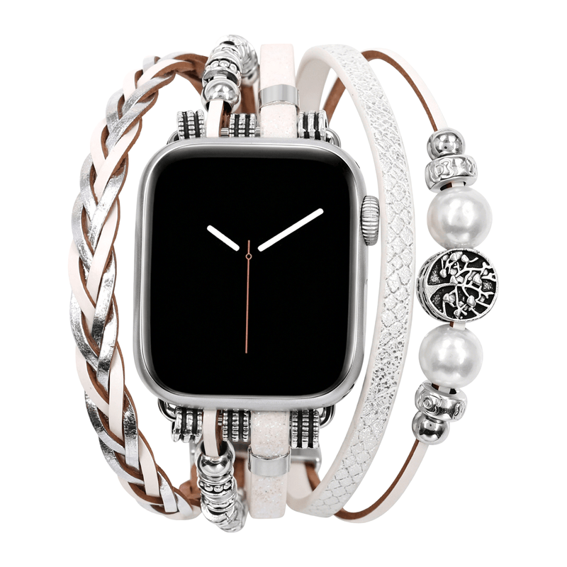 Bracciale Apple Watch multi-fili intrecciato, charm albero della vita, per donna, modello Ténecia