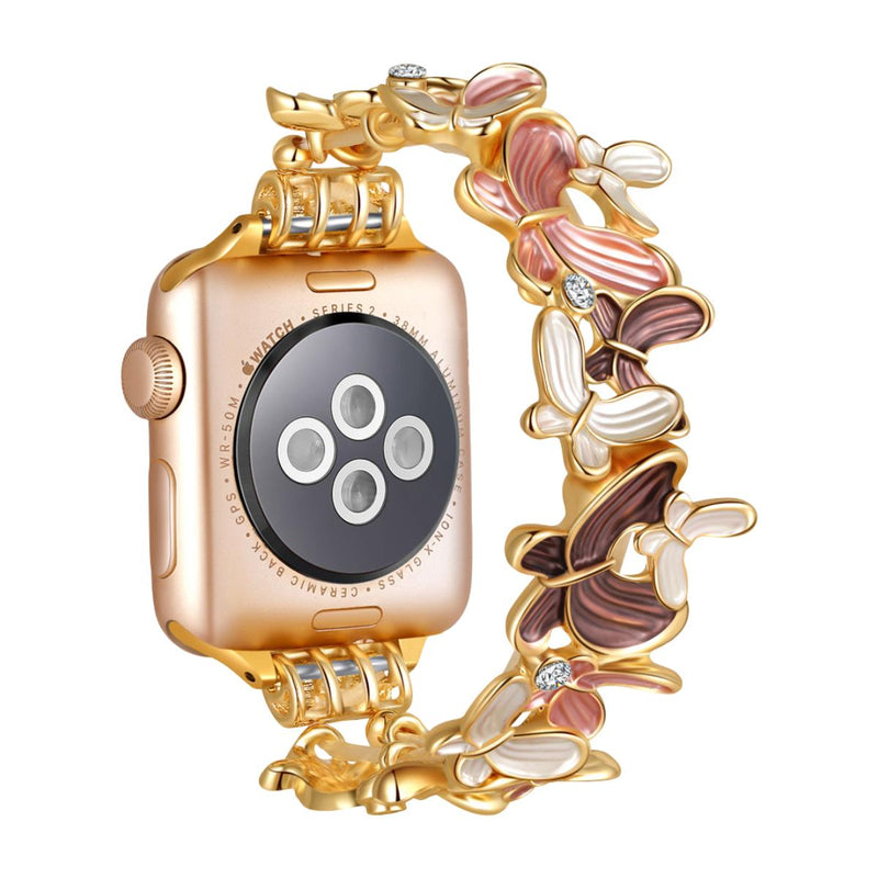 Apple Watch Butterfly Bracelet, Women's Elastic Bracelet, Metal Alloy Watch Band, Elegant Wrist Jewelry, Smartwatch Accessory, Marjorie Model