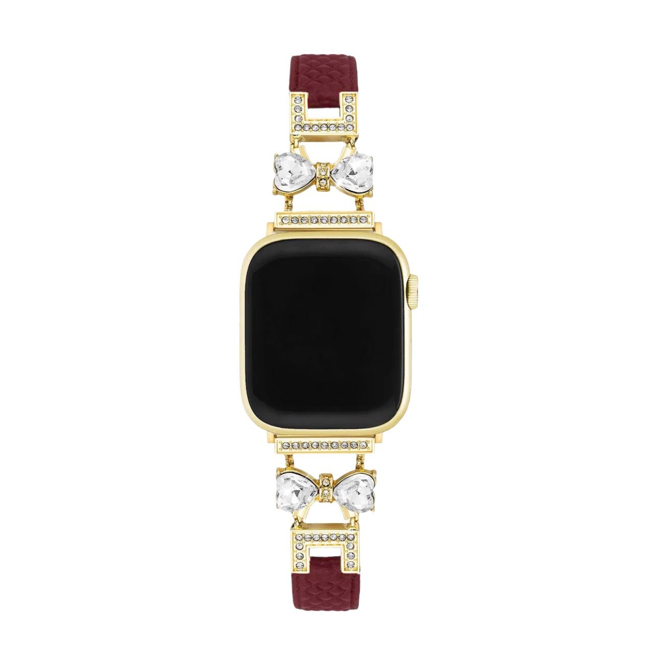 Bracelet Apple Watch, pour femme, chic en cuir, ruban à strass scintillant, modèle Bellita - La Boutique du Bracelet