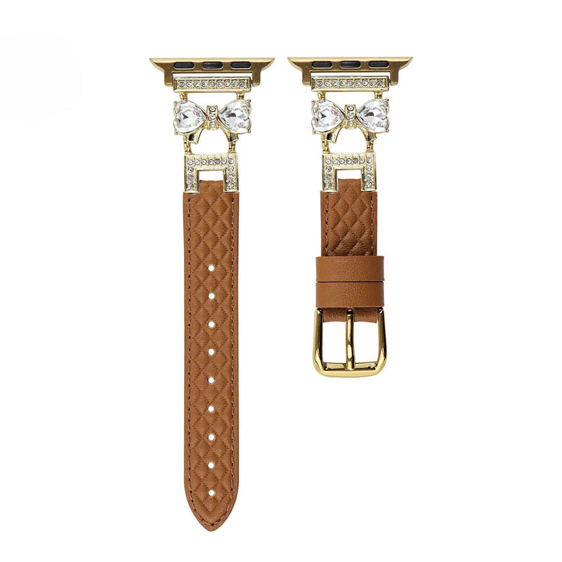 Bracelet Apple Watch, pour femme, chic en cuir, ruban à strass scintillant, modèle Bellita - La Boutique du Bracelet