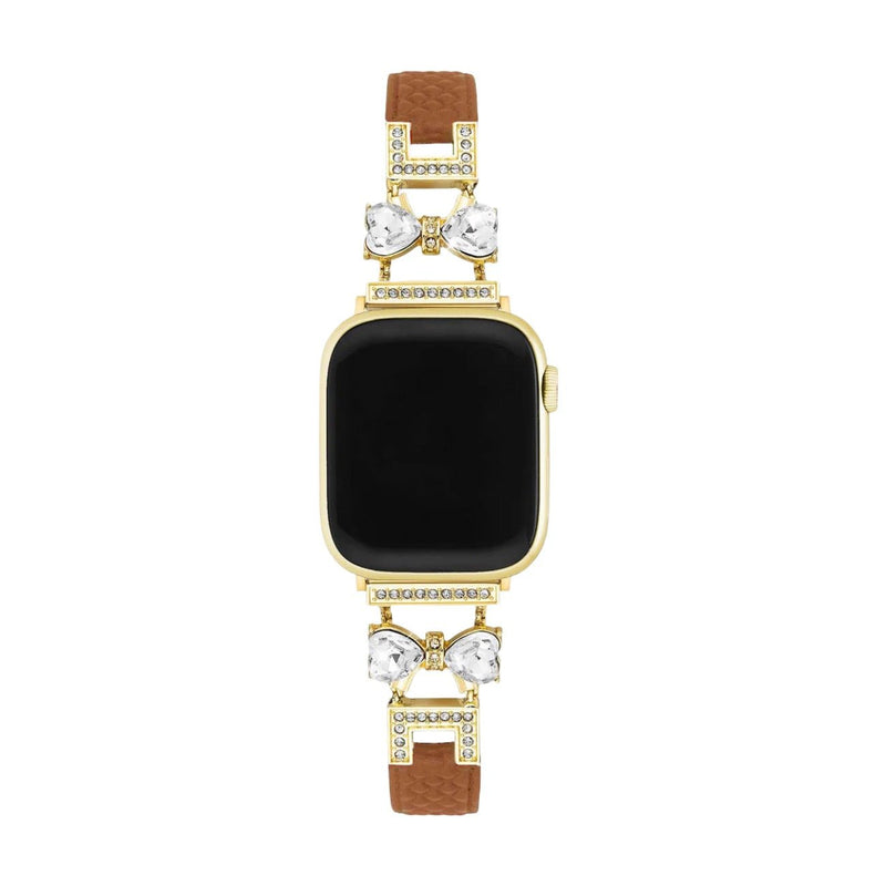 Bracelet Apple Watch, pour femme, chic en cuir, ruban à strass scintillant, modèle Bellita - La Boutique du Bracelet