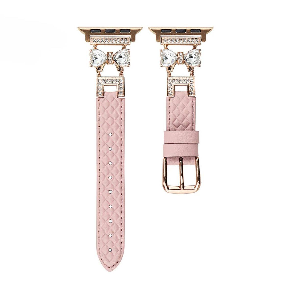Bracelet Apple Watch, pour femme, chic en cuir, ruban à strass scintillant, modèle Bellita - La Boutique du Bracelet