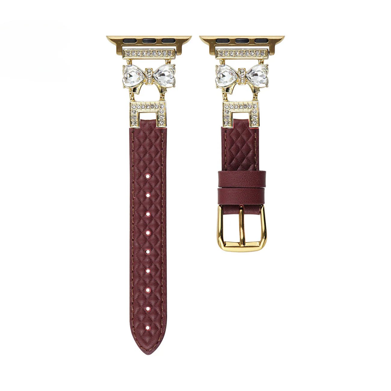 Bracelet Apple Watch, pour femme, chic en cuir, ruban à strass scintillant, modèle Bellita - La Boutique du Bracelet