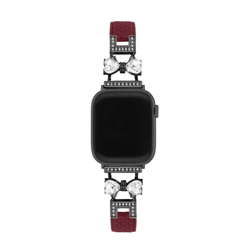 Bracelet Apple Watch, pour femme, chic en cuir, ruban à strass scintillant, modèle Bellita - La Boutique du Bracelet