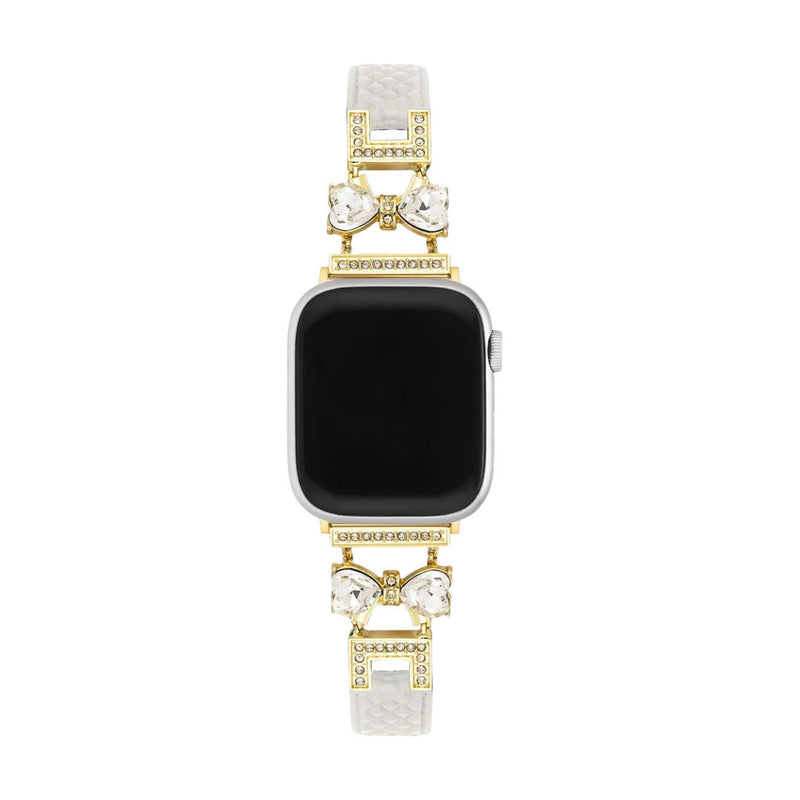 Bracelet Apple Watch, pour femme, chic en cuir, ruban à strass scintillant, modèle Bellita - La Boutique du Bracelet