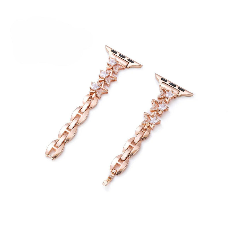 Bracelet Apple Watch, pour femme, en métal, étoiles scintillantes, modèle Kira - La Boutique du Bracelet