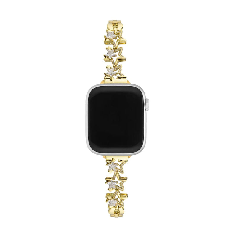 Bracelet Apple Watch, pour femme, en métal, étoiles scintillantes, modèle Kira - La Boutique du Bracelet