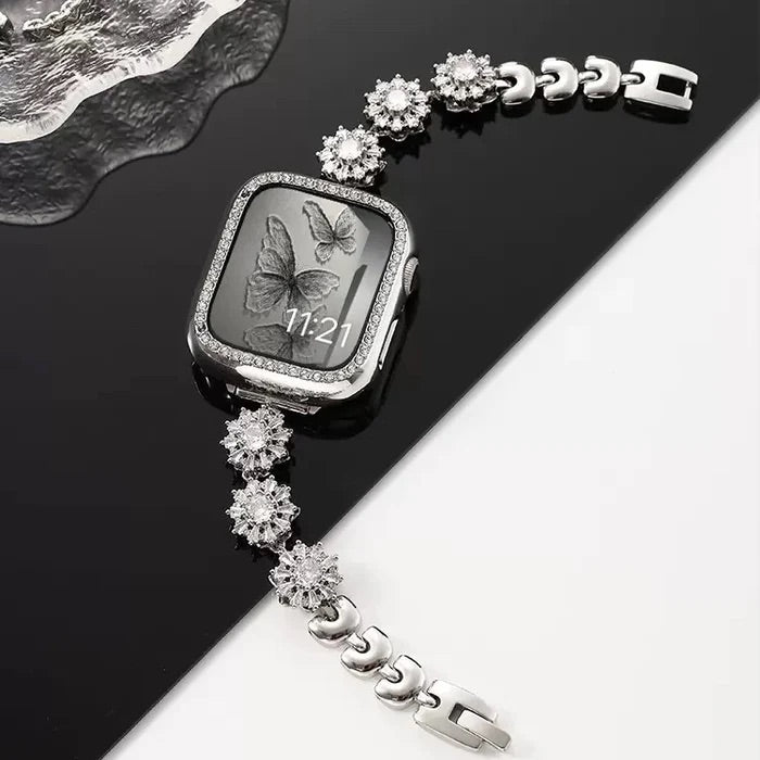 Bracelet Apple Watch, pour femme, fleur de lotus rotatives anti - stress, modèle Lotia - La Boutique du Bracelet