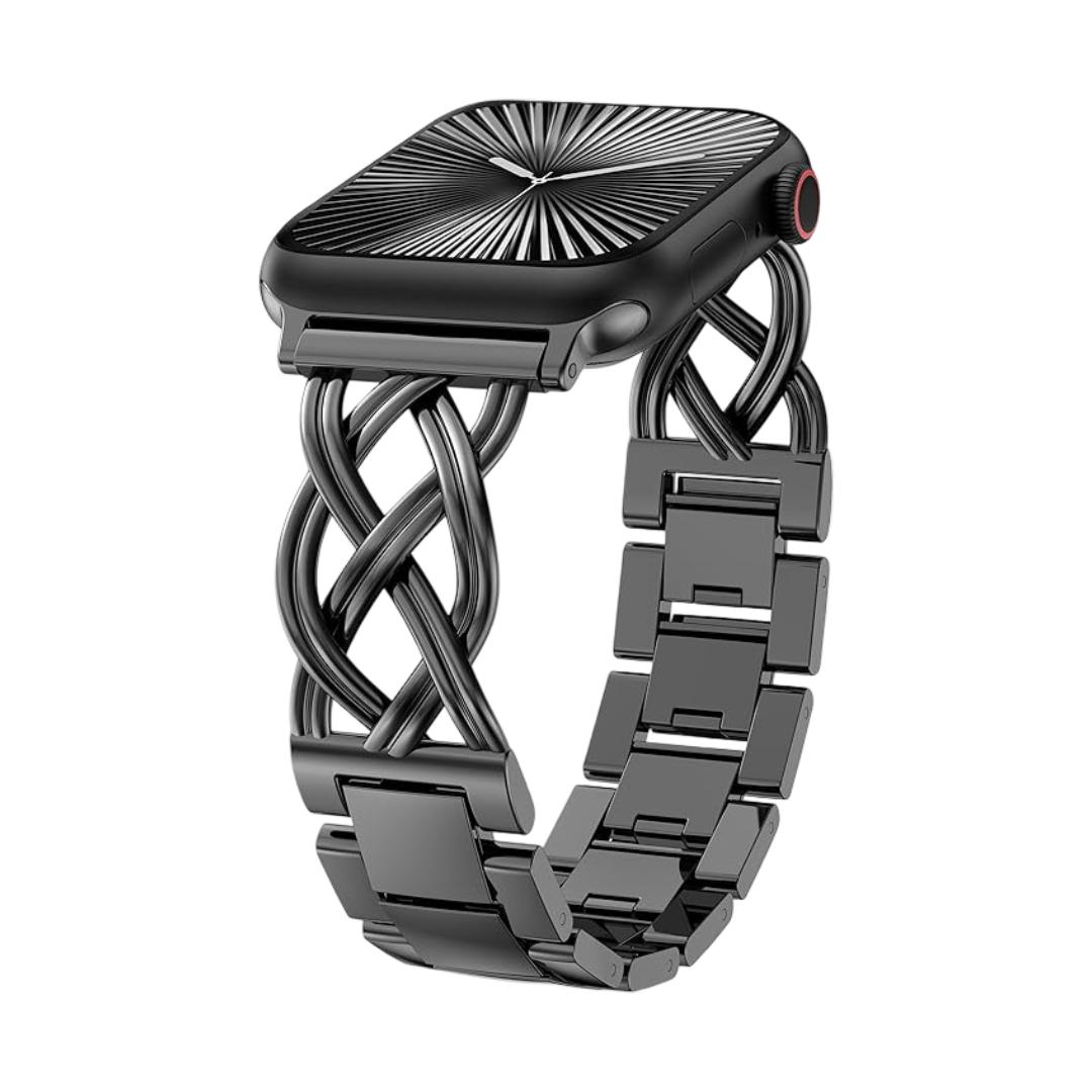 Apple Watch Armband für Damen, geflochtenes Metalllegierungsgeflecht, verstellbar mit Clipverschluss, elegante Ausführung, kompatibel mit allen Serien, Modell Kobane