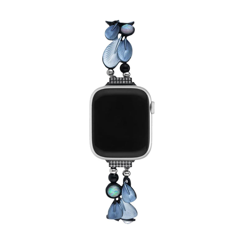 Bracelet Apple Watch, pour femme, plumes harmonieuses, modèle Paonie - La Boutique du Bracelet