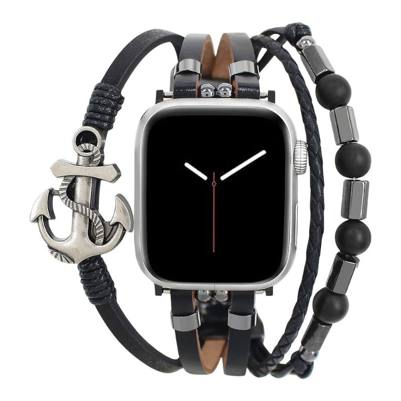 Bracelet Apple Watch pour homme, style marin avec ancre, lanières en simili vegan, ajustable, modèle Escafin