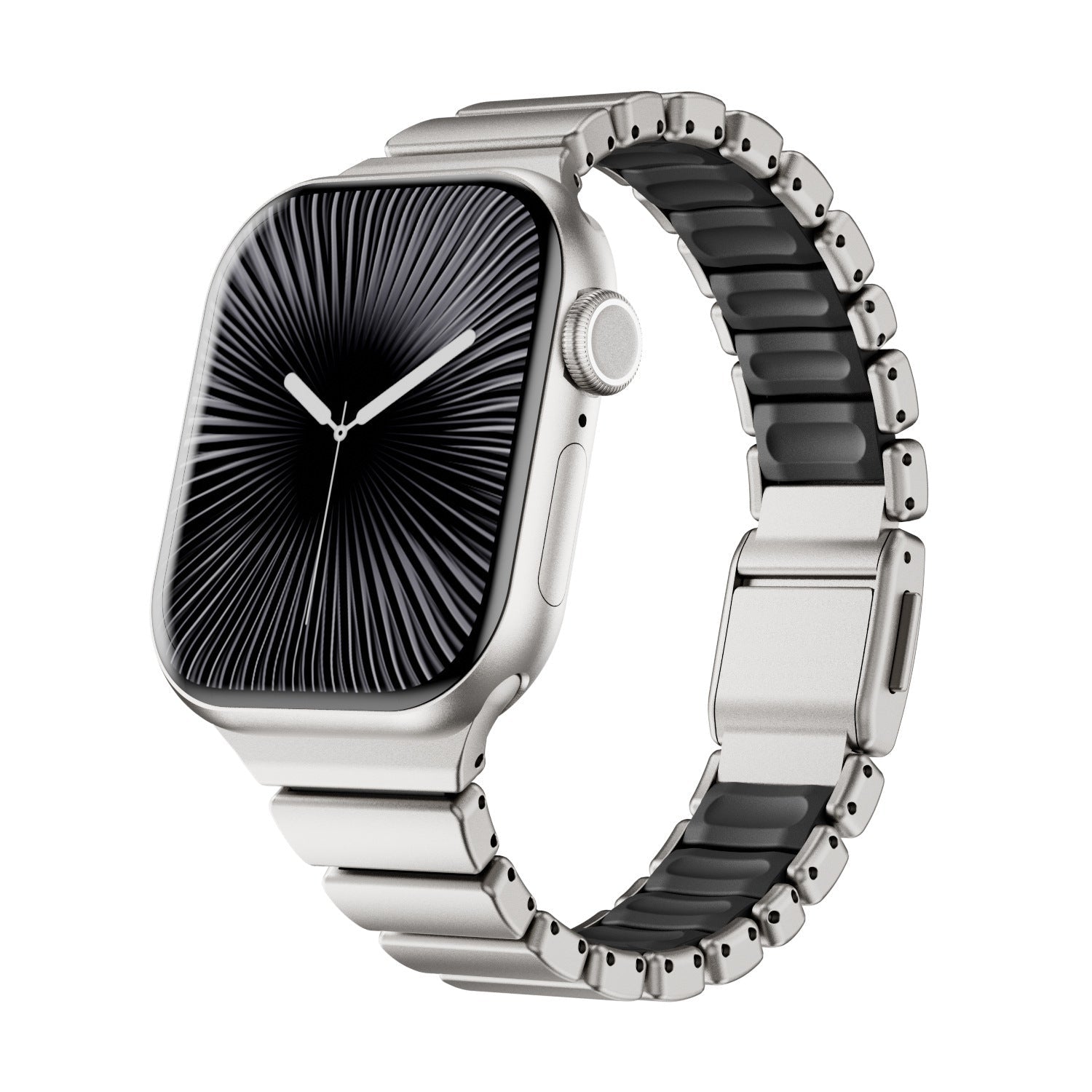 Bracciale Apple Watch Premium in acciaio inossidabile e FKM, per Apple Watch, design flessibile e resistente, modello Sigone
