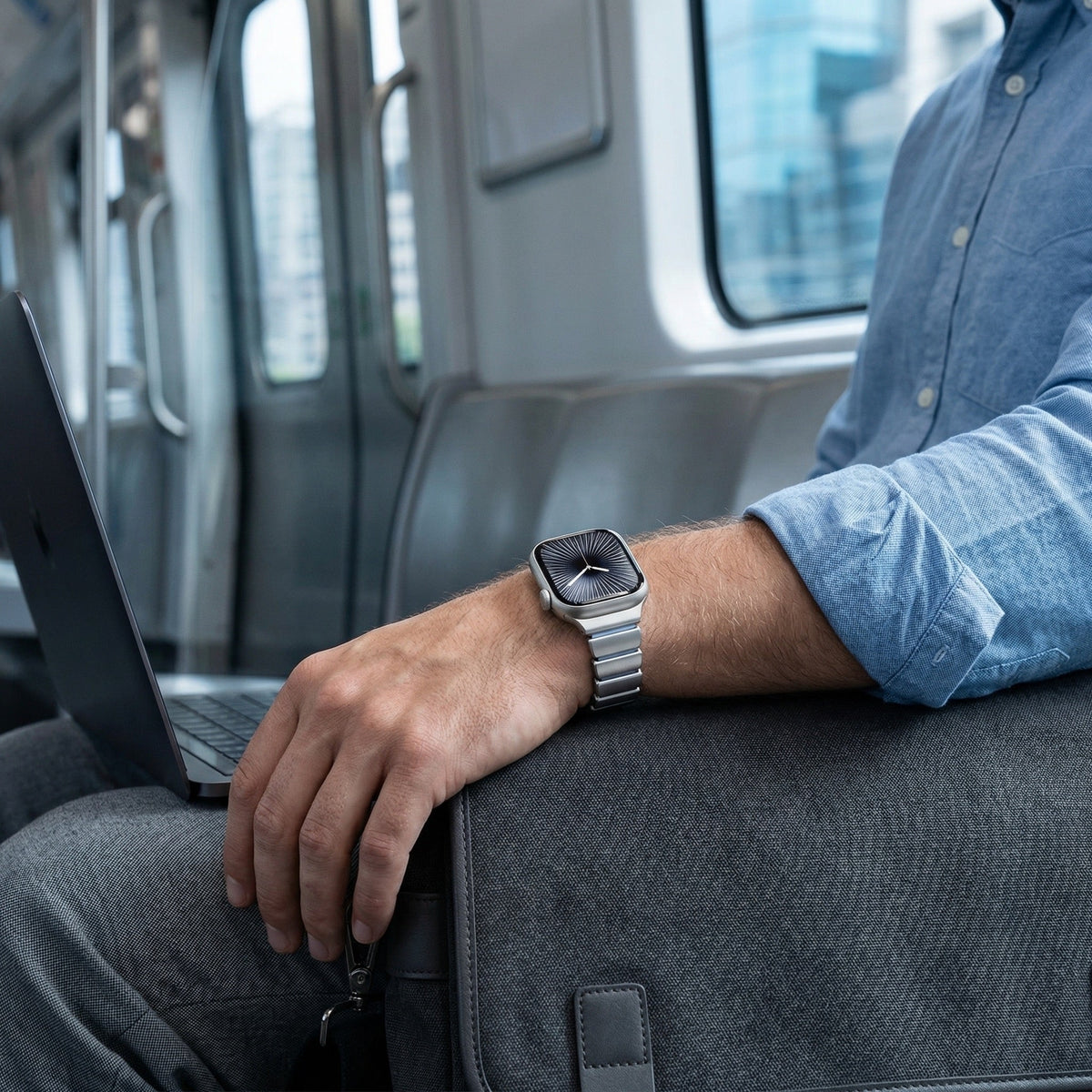 Premium βραχιόλι Apple Watch από ανοξείδωτο ατσάλι και FKM, για Apple Watch, ευέλικτος και ανθεκτικός σχεδιασμός, μοντέλο Sigone