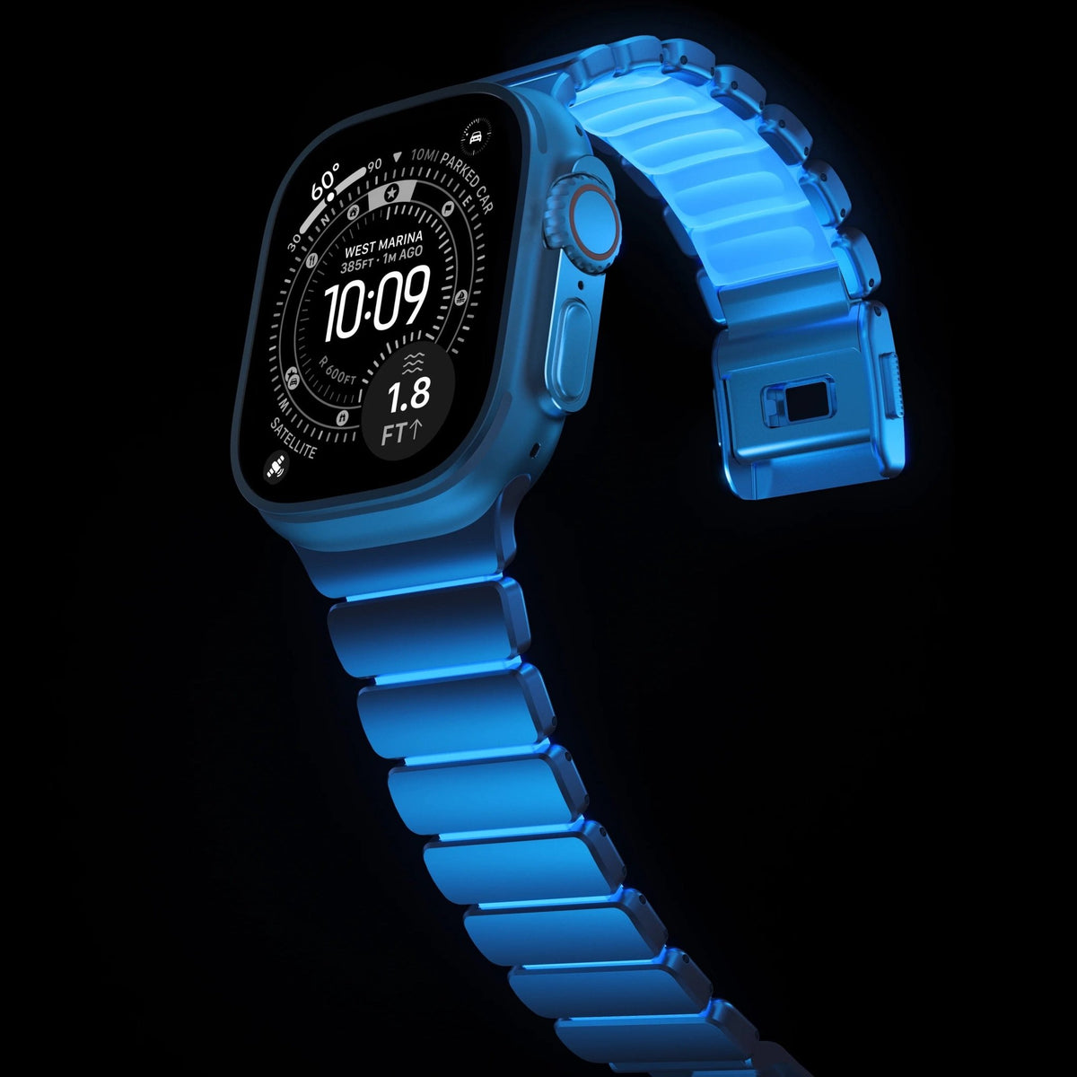 Bracciale Apple Watch Premium in acciaio inossidabile di Grado 4 e FKM, per Apple Watch Ultra, design flessibile e resistente, bracciale prestigioso, modello Asgard