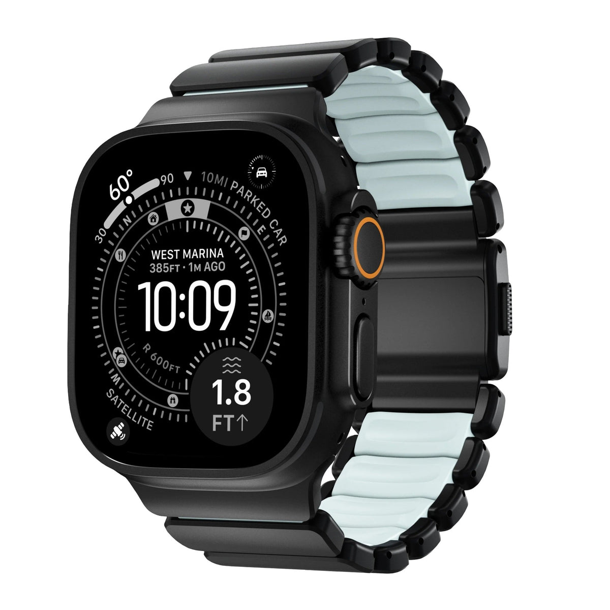 Bracciale Apple Watch Premium in acciaio inossidabile di Grado 4 e FKM, per Apple Watch Ultra, design flessibile e resistente, bracciale prestigioso, modello Asgard