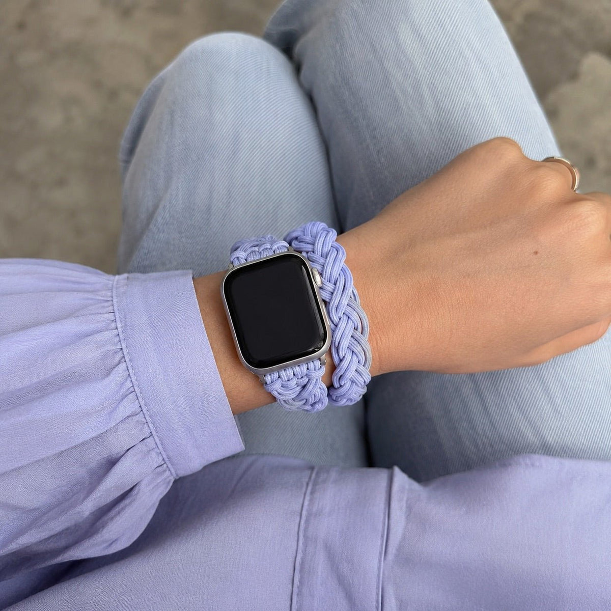 Βραχιόλι Apple Watch διπλής περιέλιξης με ελαστική πλεξούδα, κούμπωμα αγκράφα, μοντέλο Abzine