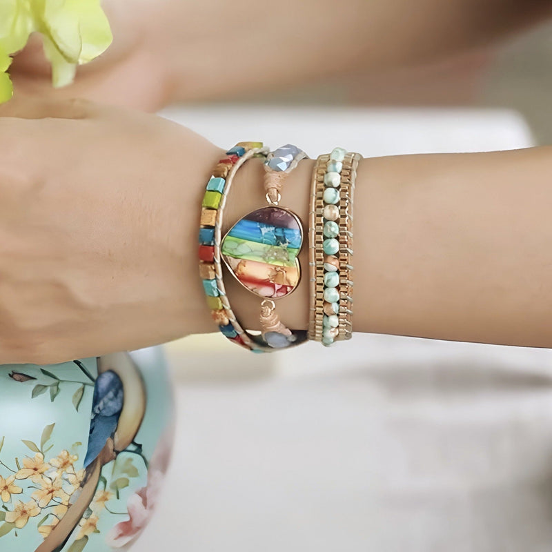 Pulsera de 7 piedras naturales para mujer, armonía de la vida, modelo Poppy