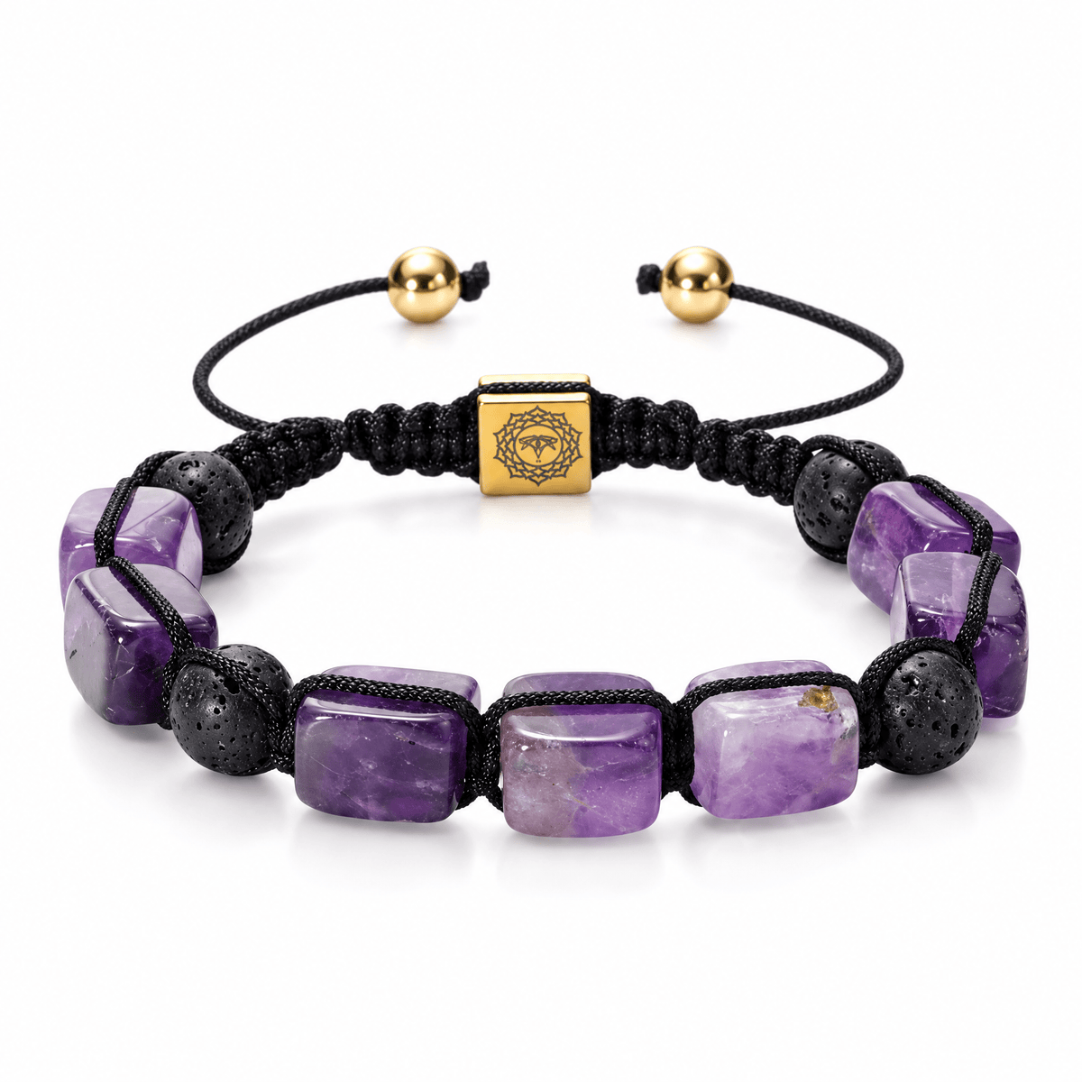 Packshot studio bracelet Solva Améthyste, vue de face sur fond blanc.