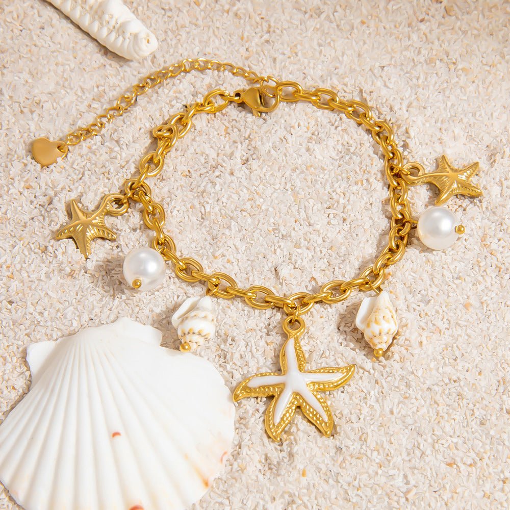 Bracelet charms de la mer, en acier inoxydable, souvenir d'été, pour femme, modèle Lacosta - La Boutique du Bracelet