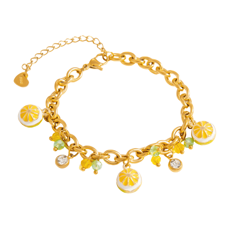 Bracelet charms, en acier inoxydable, citrons et zircons, pour femme, modèle Cirelle - La Boutique du Bracelet
