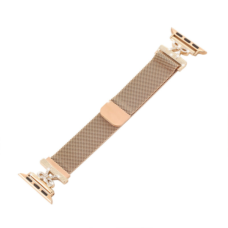 Bracelet chic et mignon, ruban noué, en acier inoxydable, pour Apple Watch, modèle Bima - La Boutique du Bracelet