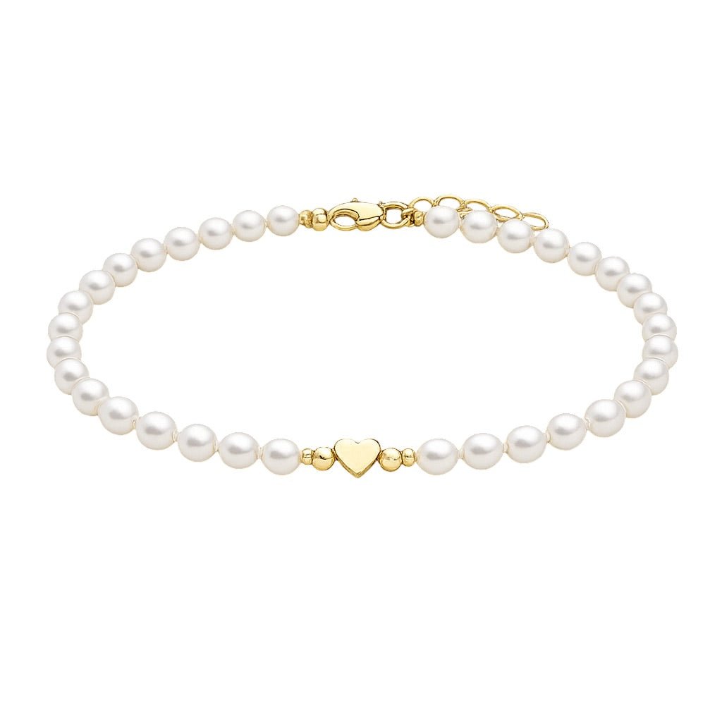 Bracelet cœur personnalisable en acier inoxydable, perles blanches lumineuses, fermoir ajustable, modèle Fadia