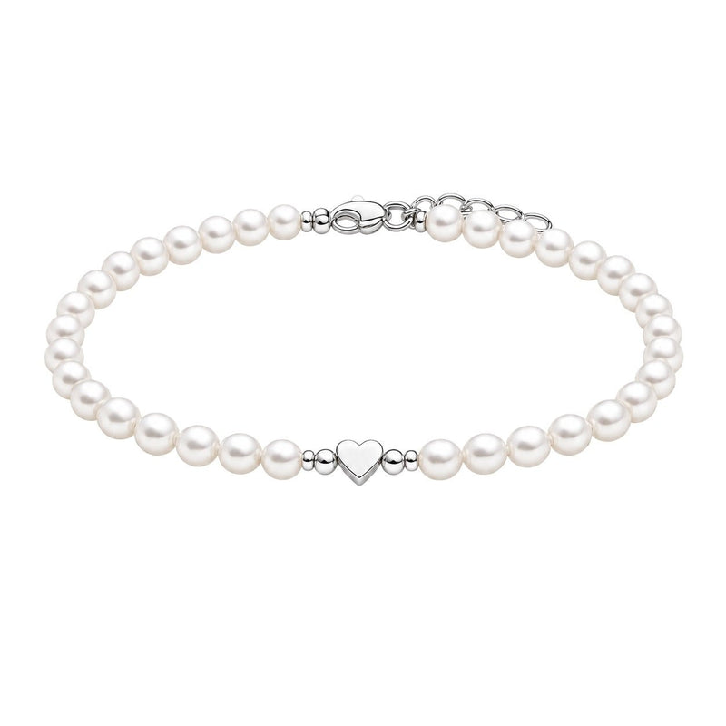 Bracelet cœur personnalisable en acier inoxydable, perles blanches lumineuses, fermoir ajustable, modèle Fadia