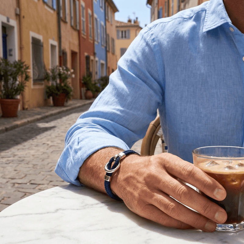 Kordelarmband mit Haken aus Edelstahl, Modell Pedro