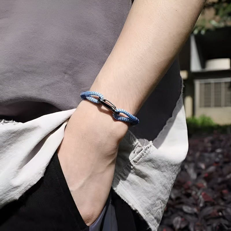 Pulsera de cordón con nudo y mosquetón para hombre, modelo Parker