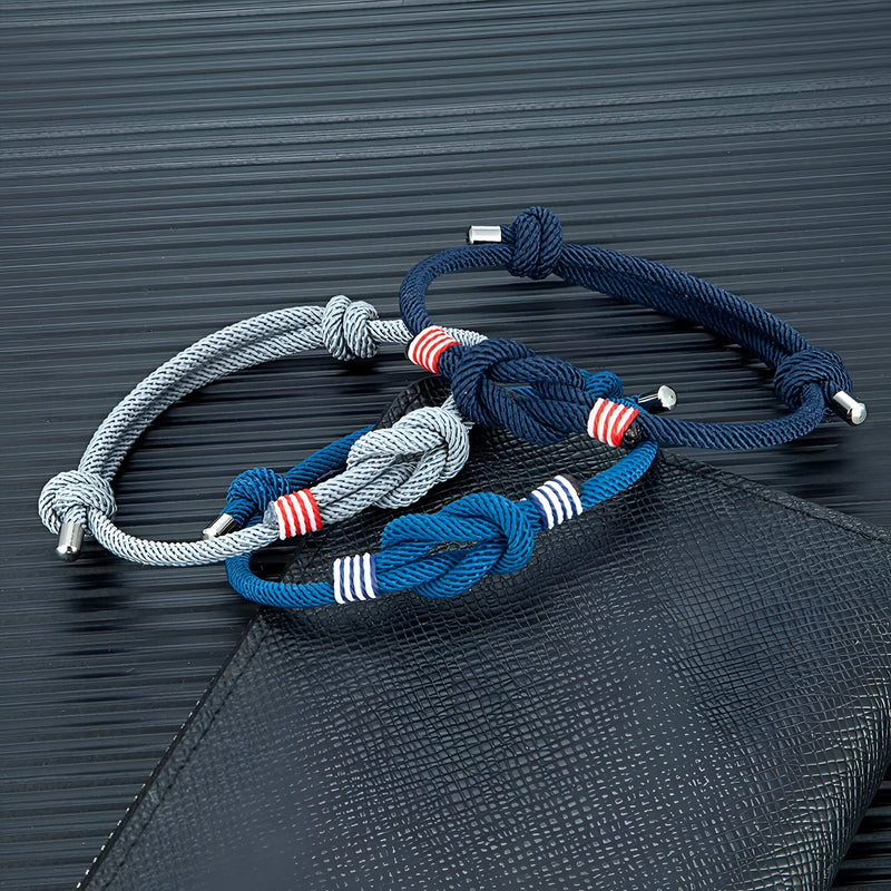 Pulsera de cordón, con nudo y rayas, ajustable, modelo Kadeo