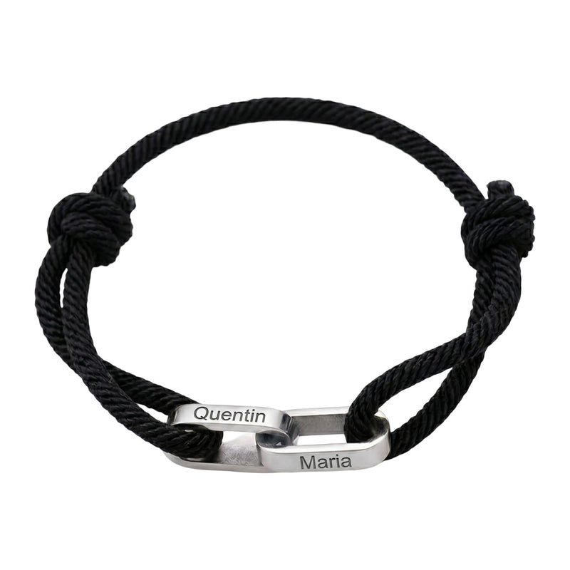 Adjustable Cord Bracelet, Customizable Stainless Steel, Personalized Engraved Jewelry, Unique Gift, Wrist Accessory, Pacore Model