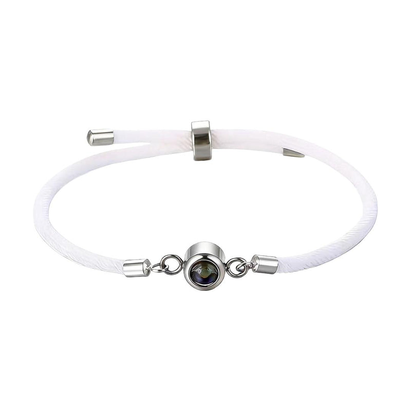 Verstellbares Kordelarmband, personalisiertes Schmuckstück mit Foto, individuelles sentimentales Geschenk, minimalistisches Accessoire aus Edelstahl, persönliches Erinnerungsstück zum Tragen, Modell Lenzou